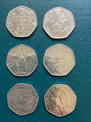 6 X Beatrix Potter 50p Coins Including The Tailor Of Gloucester Circulated • £4