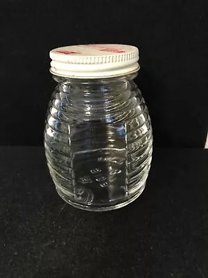 Vintage Clear Glass Hazel Atlas French's Mustard Beehive Ribbed Jar With Lid • $12.99