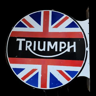 Porcelain Triumph Enamel Sign Size 18 X 20.5  Inches 2 Sided With Flange • $264.01