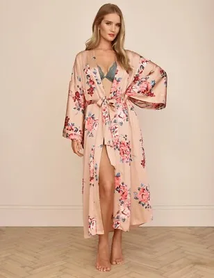 £25 • Buy Bnwt M&s Rosie @ Autograph Pink Floral Satin Long Wrap Dressing Gown Robe