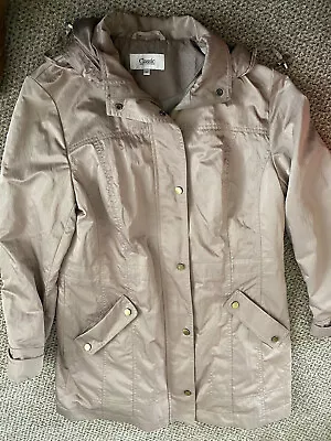 Marks And Spencer Classics Taupe Size 12 Hooded Raincoat Coat • £7.99