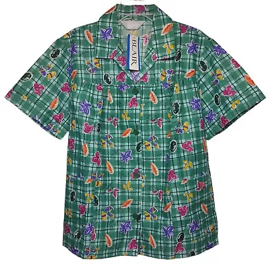 Vintage Blair Women's Button-Up Shirt Large Green Autumn Floral Smock New NOS • $23.49