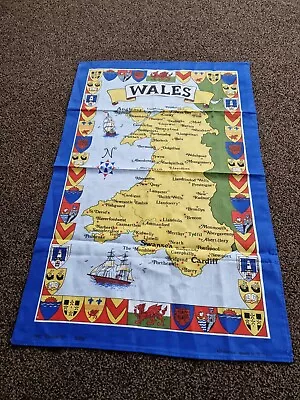 Wales Map Irish Linen Causeway Tea Towel Welsh Souvenir • £8