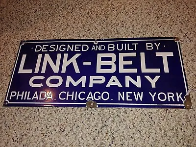 Vintage 30s/40s Link-Belt Co. PhiladelphiaChicagoNew YorkPorcelain Sign30x24 • $500