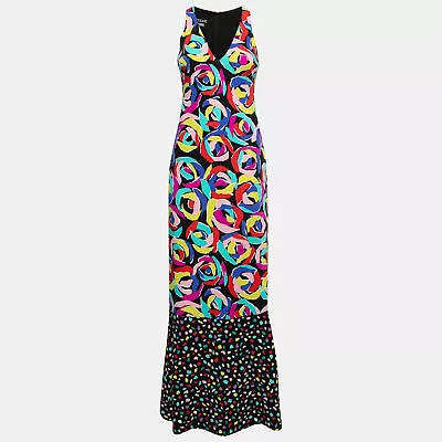 Boutique Moschino Black Multicolor Floral Print Crepe Maxi Dress S • $155.40