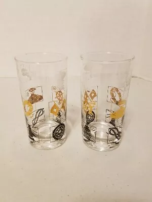 Set Of 2 Vintage Atomic MCM Nautical Drinking Glasses 5  Tumblers - Barware • $7.59