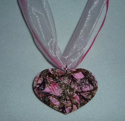 Mossy Oak Breakup Pink Real Tree Camo Necklace Pendant Pink Satin Ribbon Country • $18.22