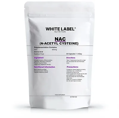 NAC (N-Acetyl Cysteine) Capsules 850mg - High Strength - High Potency Supplement • £13.99