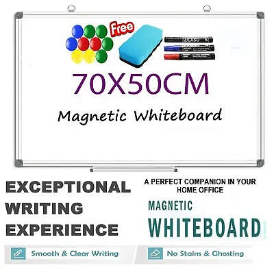 Magnetic Whiteboard Dry Wipe White Boards Planner Office School Notice 700X500MM • £15.09