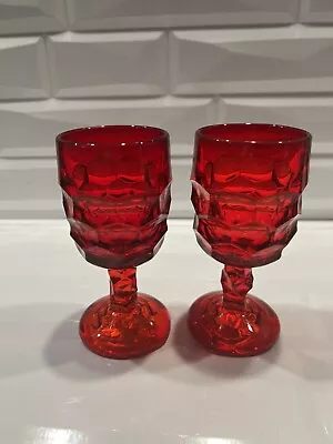 2 Vtg. Viking Georgian Ruby Red Glasses Wine Cordial • $19.99