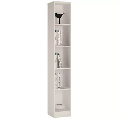 4 You Tall Narrow Bookcase Book Shelf Shelving Unit In Pearl White • £99.99