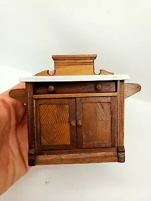 Vintage Signed '81 Mission Style Kitchen Cart Dollhouse Miniature 1:12 Primitive • $239.99