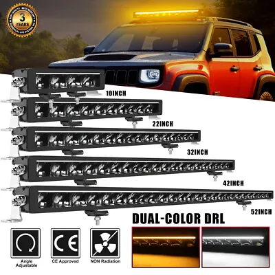 10/22/32/42/52 Led Light Bar Dual Color DRL Spot Flood Offroad Truck Driving 4WD • £182.99