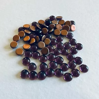 BF62 Vintage Glass Cabochons 7mm Round Amethyst Gold Foiled (72) • $4.99