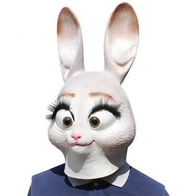 Halloween Latex Scary Creepy Judy Rabbit Mask Masquerade Costumes Party Cosplay • $32.99