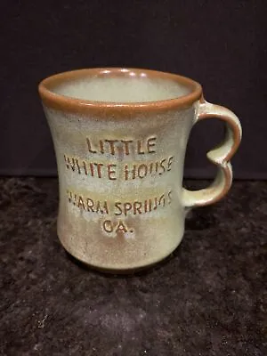 FRANKOMA Pottery Prairie Green COFFEE MUG CUP Little White House Warm Springs GA • $59.99