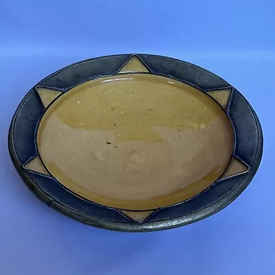 Vintage 11  Moroccan Handmade Pottery Bowl W/metal Trim • $39.99