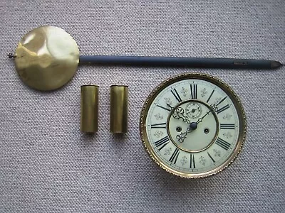 Antique Vienna Regulator Wall Clock Movement. 2 Weights Pendulum Dial Gong • $162.96