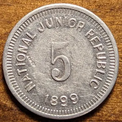 1899 Annapolis Junction Maryland MD National Junior Republic 5 Labor Token • $19.99