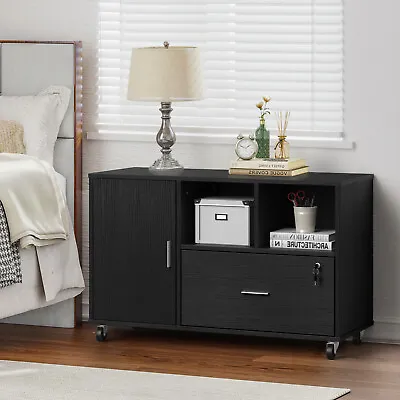$88.99 • Buy Lateral File Cabinet With Drawer Open Storage Shelf Wood File Cabinet With Lock