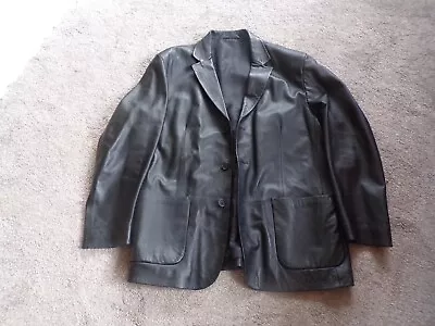 Marks & Spencer Size XL Chest 112-117 Cm BLACK SOFT LEATHER JACKET  • £24.99