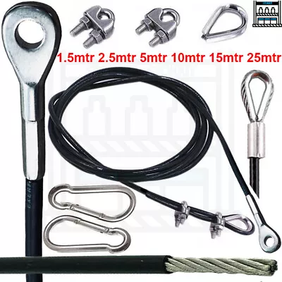 £7.95 • Buy Black Coated Steel Wire Rope Kit DIY Weight Stack 4mm 6mm Multi Gym Cable Cross