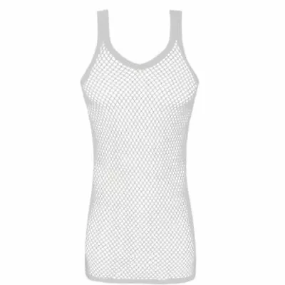 £4.49 • Buy Mens String Cotton  Mesh Vest 100% Cotton Mesh Fish Net Fitted String Vest