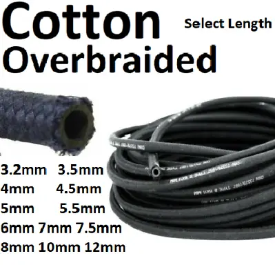 £2.49 • Buy Cotton Braided Rubber Fuel Hose For Fuel Petrol Diesel Unleaded Oil Line Pipe