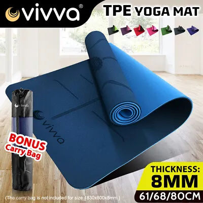 $5.27 • Buy VIVVA TPE Yoga Mat  Eco Friendly Exercise Fitness Gym Pilates Non Slip Dual