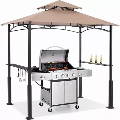 8'x 5' Grill Gazebo Canopy - Outdoor BBQ Gazebo Shelter With LED Light(Khaki) • $143.39