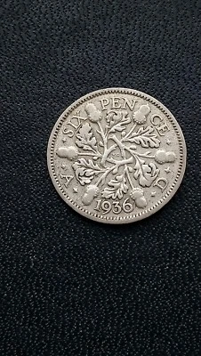 £1.50 • Buy 1936 Sixpence 6d King George V 50% Silver In Wallet