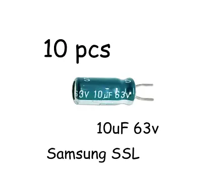 10uF 63v Samsung SSL Electrolytic Capacitor Radial Formed Leads - Qty 10pcs • £2.95