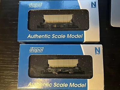 Dapol N Gauge  2 X 21T Hopper Wagons Grey • £14