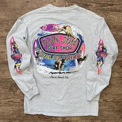 Vintage Ron Jon Surf Shop T-Shirt Long Sleeve Gray Size XL Graphic Sleeves • $27.99