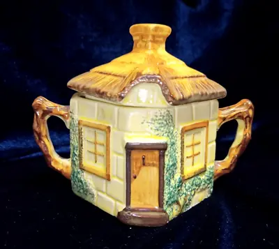 Keele Street Staffordshire Pottery Thatched Roof Cottage Ware Lidded Sugar 50s • £5.99