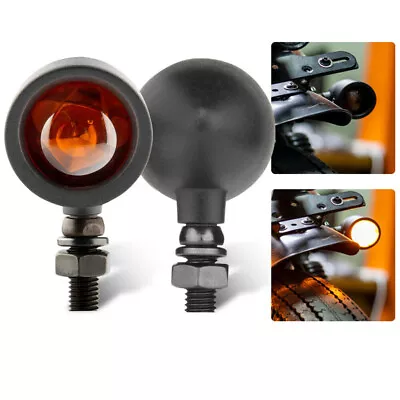 2x Black Motorcycle Bullet Turn Signal Amber Light For Cafe Racer Bobber Chopper • $15.99