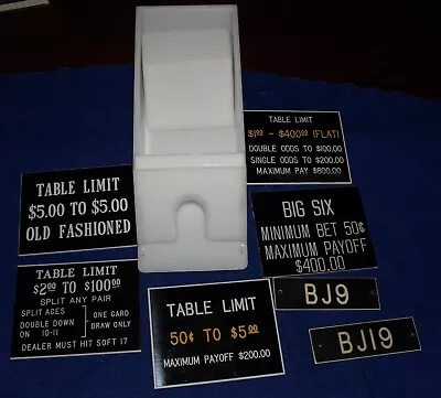 Vintage Actual Casino 4 Deck Hard Plastic Blackjack Card Shoe & Table Signs • $9.99