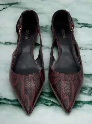 Michael Kors Womens Red Python Print Leather  Kitten  Heels Size 7.5M.  AZ-18123 • $13.19