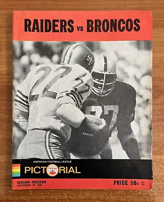 Vintage 1967 Afl Denver Broncos @ Oakland Raiders Football Program - Sept 10 • $39