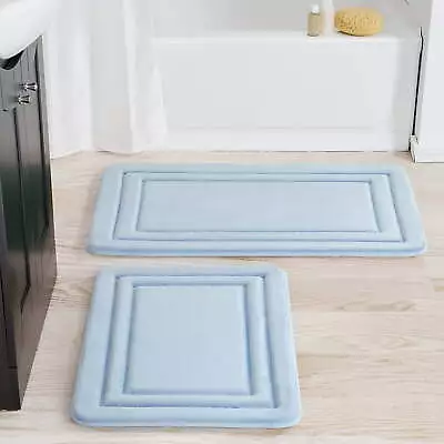 2 Piece Blue Memory Foam Bath Rug Set Available In Multiple Colors • $16.97