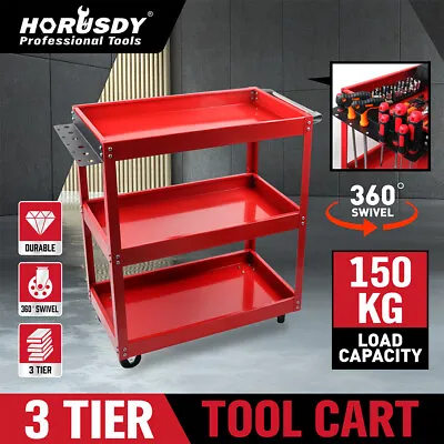 $64.99 • Buy Tool Trolley 3-Tier Workshop Cart Rolling Steel Parts Storage Handyman 150KG Red