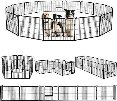 Heavy Duty Metal Dog Playpen Dog Fence For Outdoor 8/16 Panels 24″/32″/40″ Heig • $90.99