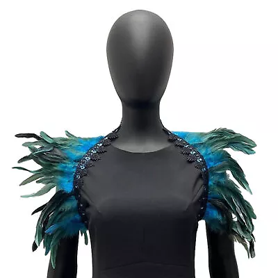 Stylish Feather Stole Elegant Ribbon Tied Scarf Lace Shrug Cape For Cosplay • $12.19