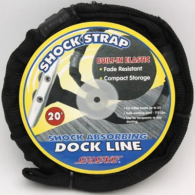 Lot Of 2 - Shock Absorbing Bungee Dock Line Mooring 20' Rope Boat Strap- Black • $15.99