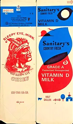 1960-70's Old Sleepy Eye. MINN Half Gallon Milk Carton - Sleepy Eye Minn.  NOS  • $14