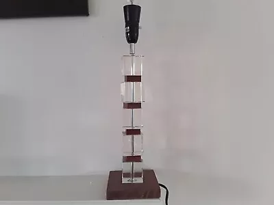 £38 • Buy Wood/Glass Table Lamp Base/Bedside Art-Deco Wooden Modern Retro Home Lighting