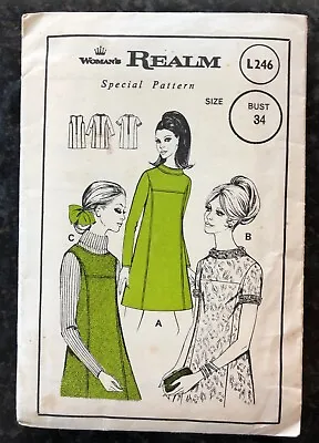 £2.50 • Buy Vintage Sewing Pattern Woman's Realm L246 60s Dress Pinafore Uncut Size 35  Bust