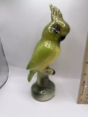 Vintage Yellow And Green Cockatoo Ceramic Figurine 8” • $22.50