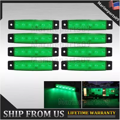 $13.41 • Buy 8x Green 3.8  RV Camper Trailer Thin Interior Exterior Marker LED Lights
