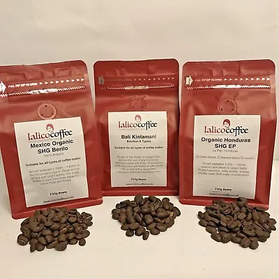 Organic Luxury Triple Gift Set 100% Hand Roasted Arabica Coffee Beans/Ground • £13.75